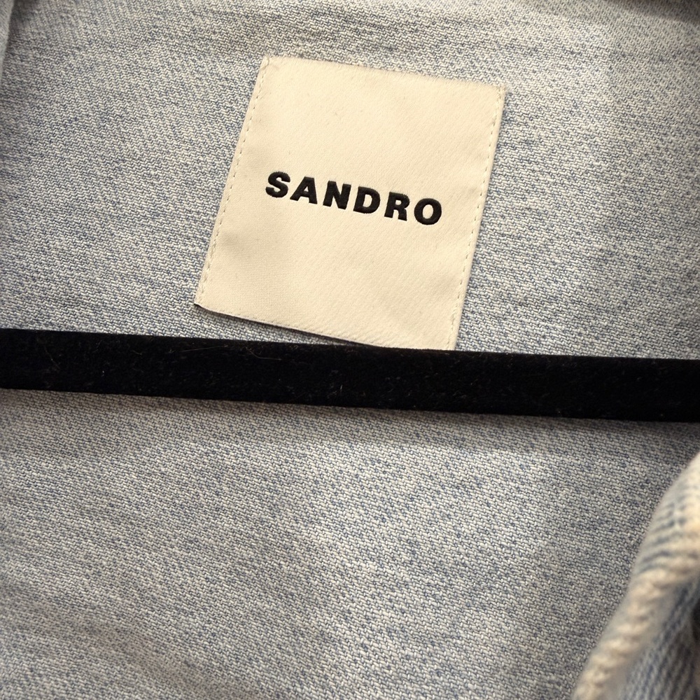 Sandro Blue and White Houndstooth Denim Jacket - Picture 3 of 6
